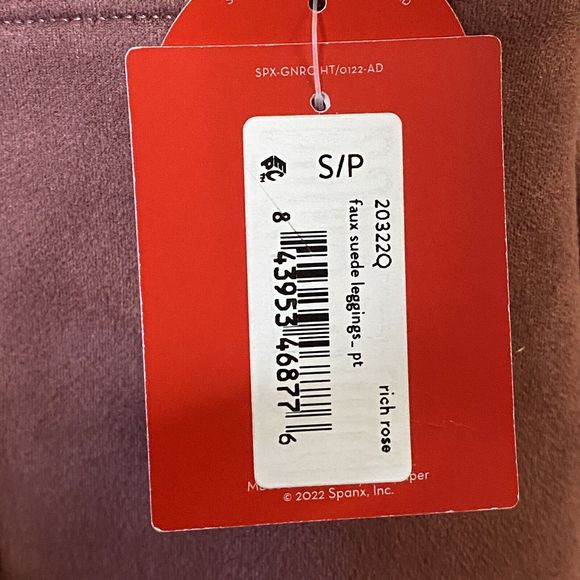 New Spanx Faux Suede Leggings Womens Pants Ankle Skinny Stretch Rich Rose S/P - Picture 4 of 13